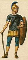 Rome, Soldat, Centurion vetu de cuirasse d'ecailles, avec le pantalon emprunte aux gaulois